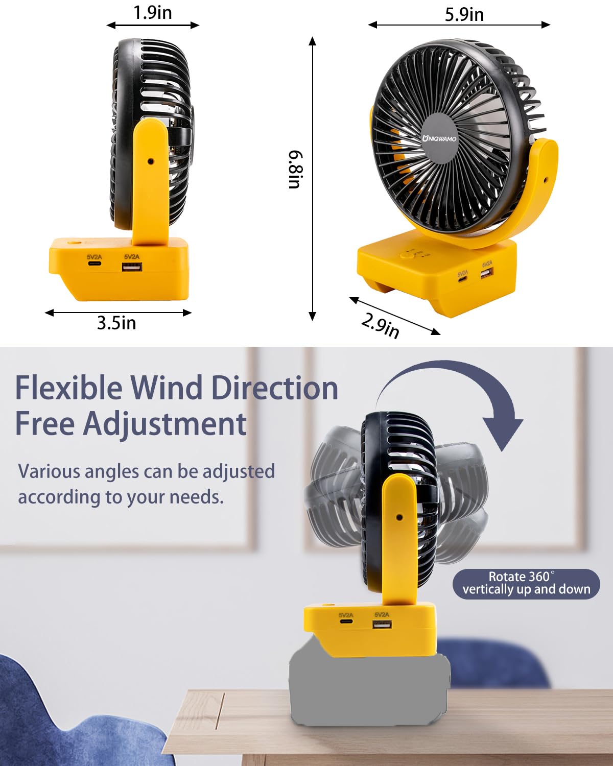 Amazon.com: Uniqwamo Jobsite Battery Operated Fan Compatible For